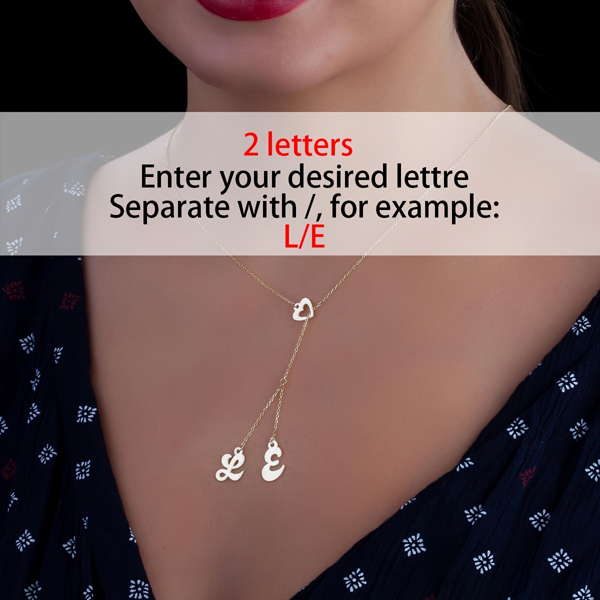 Custom Double Letter Necklace in 18K Gold Plated Style